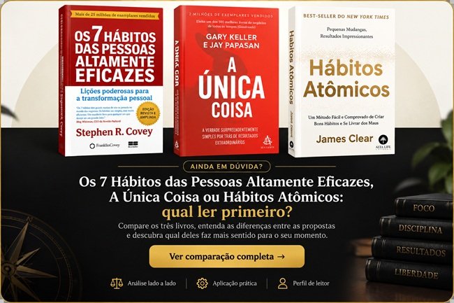 Os 7 Hábitos das Pessoas Altamente Eficazes, A Única Coisa ou Hábitos Atômicos: qual ler primeiro?